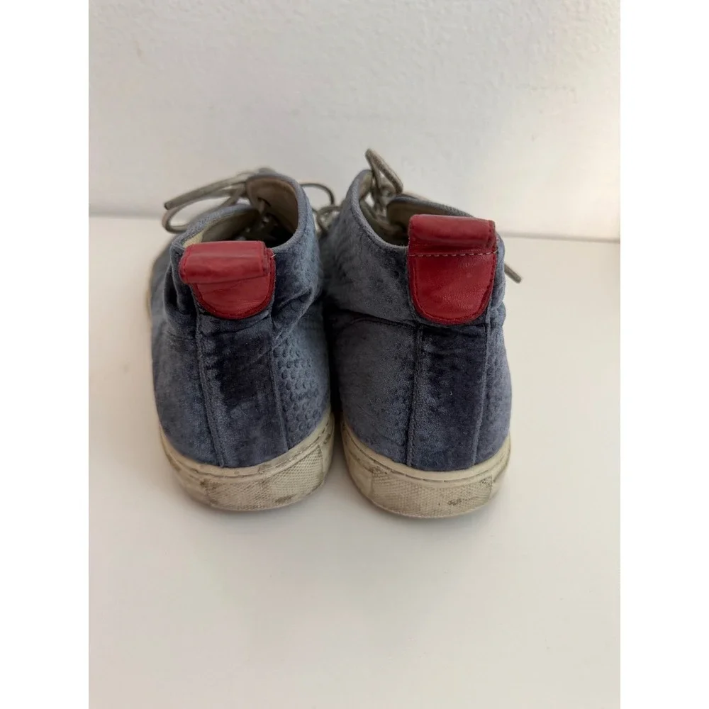 Del Toro Blue Velvet Chukka Sneakers Mens 9 Made in Italy Mid Top Shoes 312